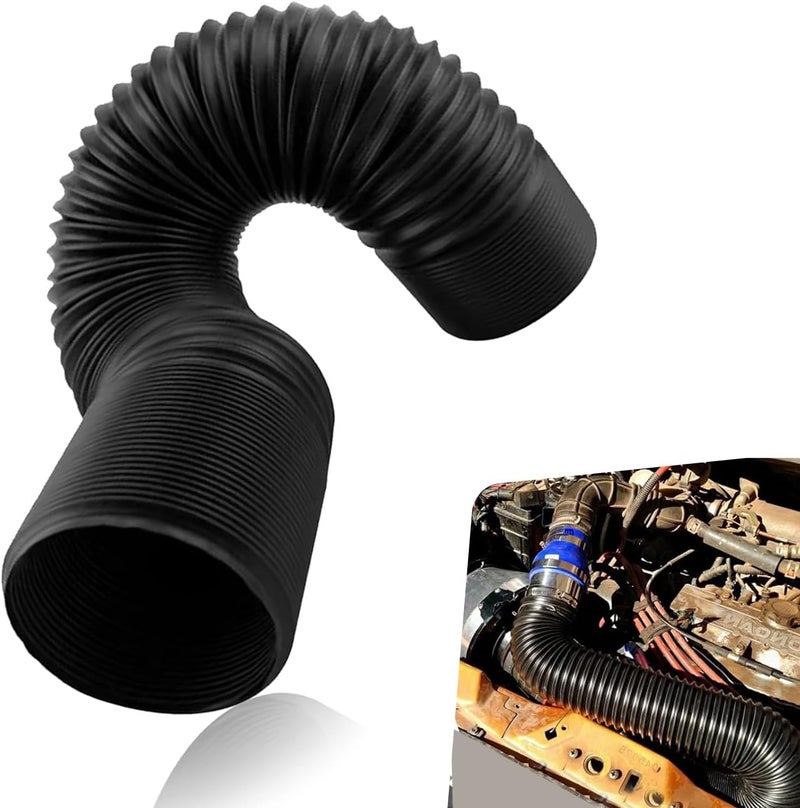 CyperFair Car Air Intake Pipe, 2.4" Anti-leakage Flexible Expansion Hose for Extending to 39 ", Stabilizing Tight Connection Intake Turbo Hose, Universal Modified Accessory for Cars (Black) - Image 1